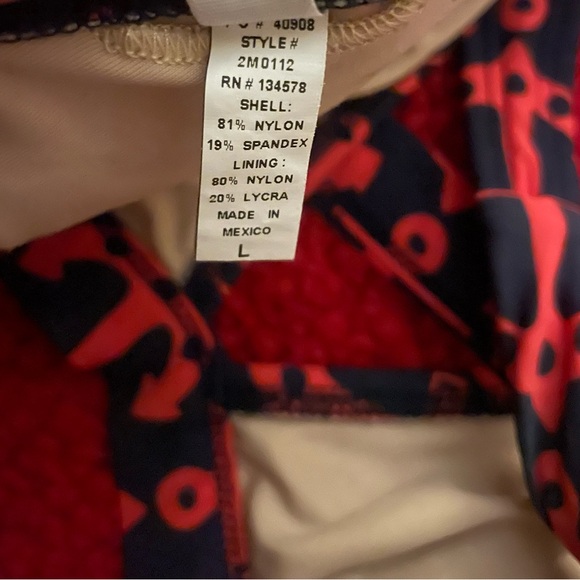 Vineyard Vines Triangle Plunge Swim Bikini Top Navy and Red Anchor Pattern Sz L - Picture 5 of 6